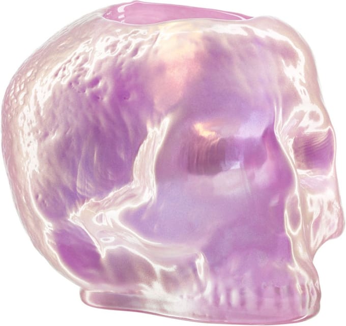 Kosta Boda Still Life Waxinehouder schedel lichtroze - 115mm