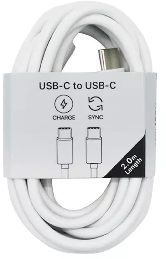 Musthavz - USB-C naar USB-C Kabel – 2 Meter – Wit – Snelladen & Dataoverdracht