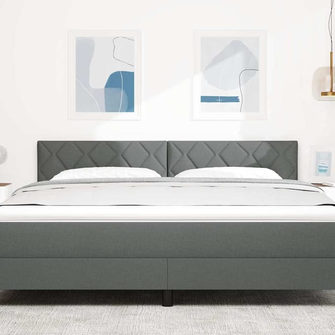 vidaXL - LED - Hoofdbord - Grijs - 180 - cm - Stof
