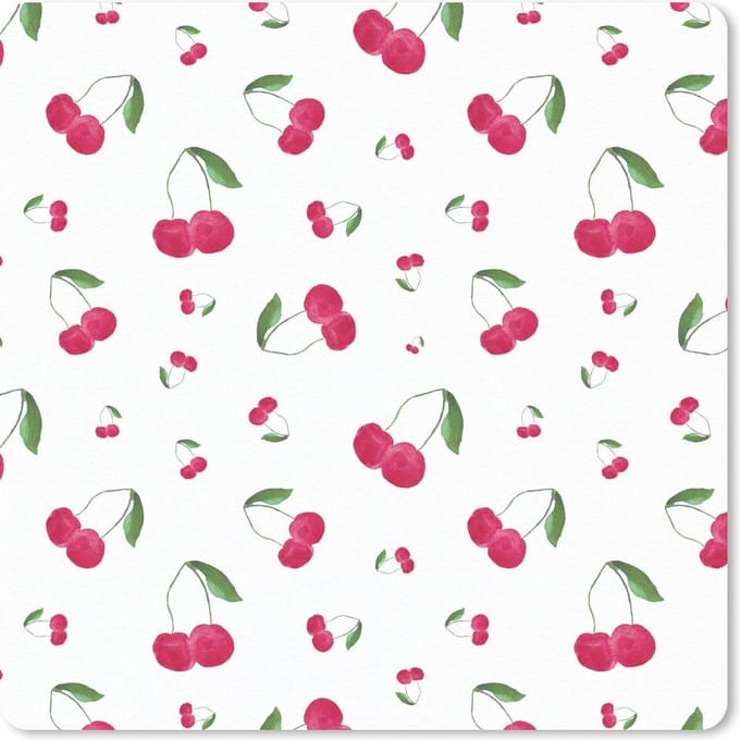 Muismat 20x20 cm - Mousepad Kers - Aquarelverf - Fruit - Muismatten