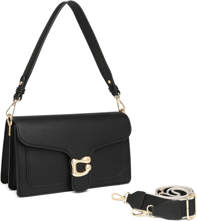Trendy Crossover Tas voor Dames Lederlook met 2 Verstelbare Schouderbanden