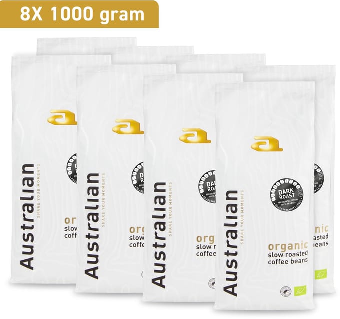 Australian Dark Roast koffiebonen - 1000 gram - 8 zakken - BIO/RFA