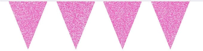 Folat - Vlaggenlijn Glitter Magenta 6mtr