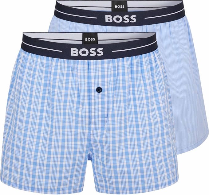 BOSS - Boxershorts 2-Pack Blauw - Heren - Maat XL - Regular-fit