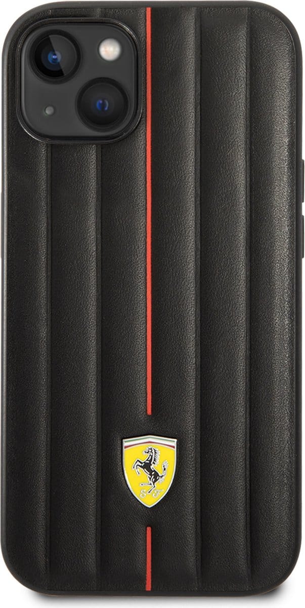 Ferrari iPhone 14 Plus Hardcase Backcover - Hot Stamp - Red Line - Zwart