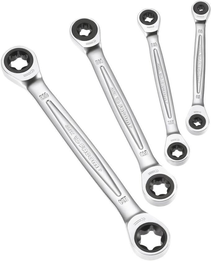 Ratelsleutel Set - Torx Sleutels - Precisiewerk Uitvoeren - Compact Ontwerp - E6-E24 - Chroom