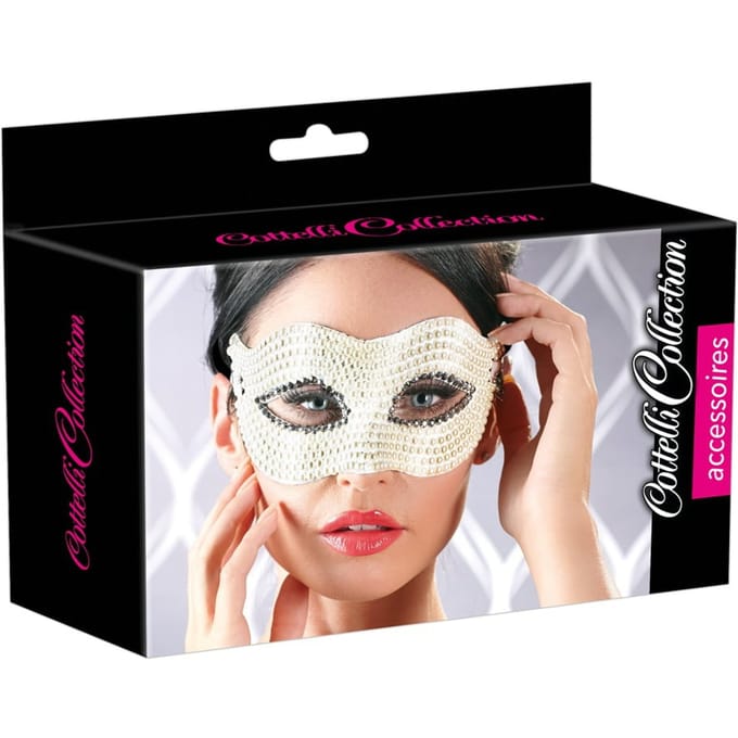 Spannend Oogmasker met witte parels