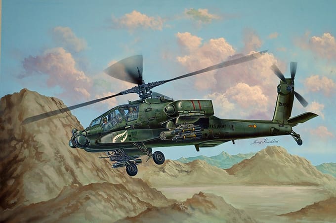 Trumpeter Modelbouwpakket Helikopters - 05838 Boeing AH-64A Apache - Amerikaanse Gevechtshelikopter Plastic - 1:48 - Modelbouw