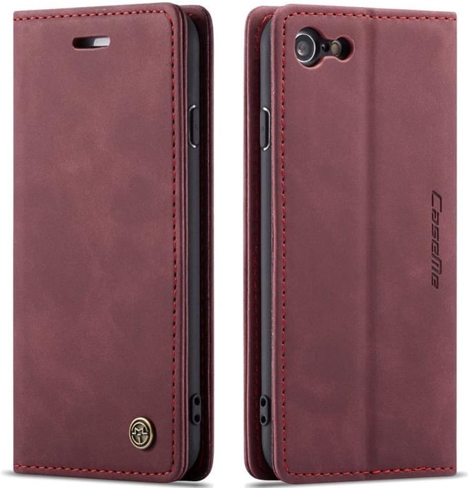 CaseMe Book Case - Geschikt voor iPhone SE (2022/2020), iPhone 8 / 7 Hoesje - Bordeaux
