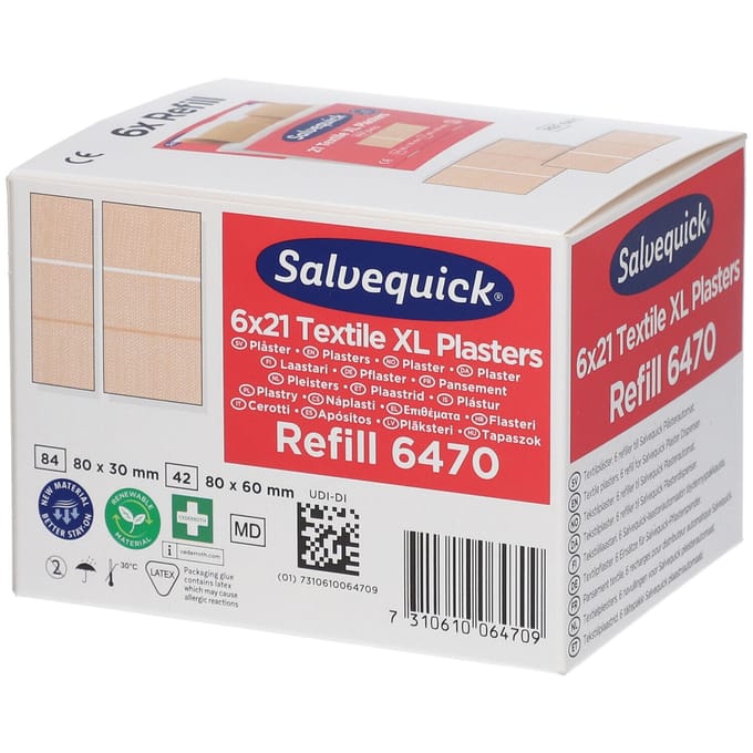 Salvequick 6470 XL pleisters 6 navullingen - voordeelpack