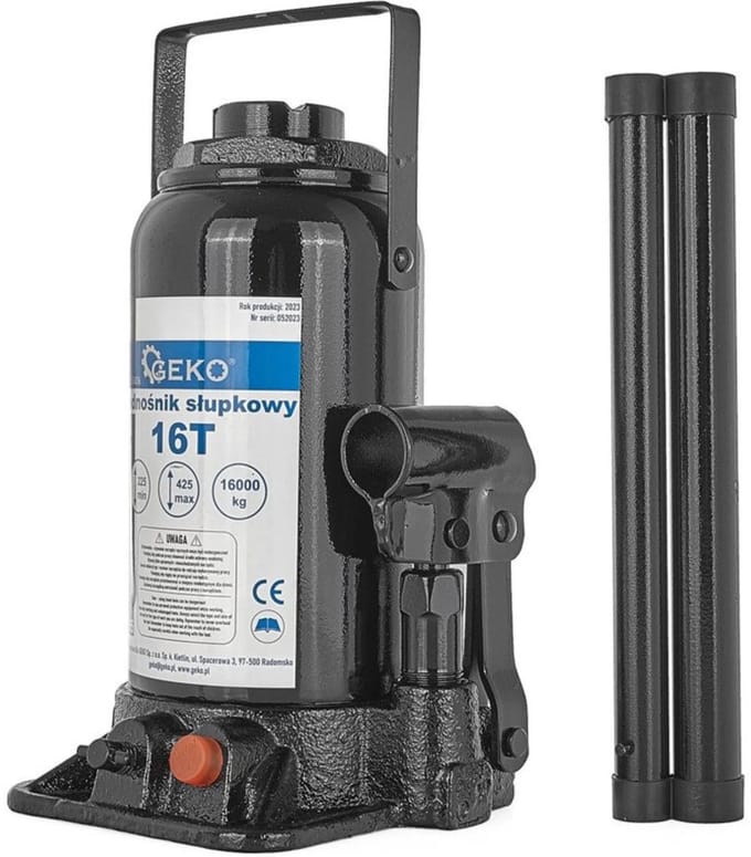 GEKO Hydraulische krik - 16 ton - Compact en Duurzaam - Verstelbare hoogte 22,5-42,5 cm