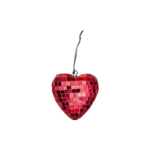 Rice kerst discobal hart klein, rood