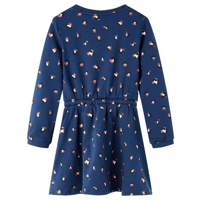 vidaXL - Kinderjurk - met - lange - mouwen - 116 - marineblauw