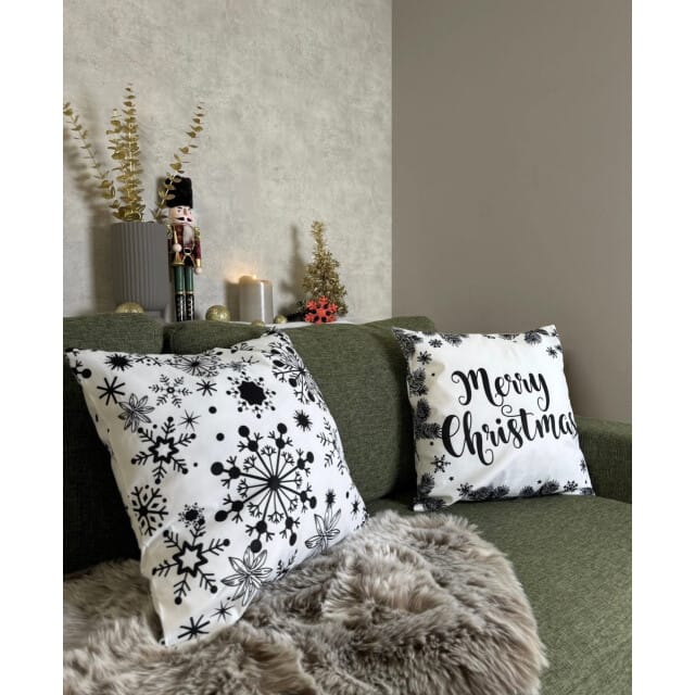 Gek op kussens! Sierkussen black/white christmas | 45 x 45 cm | katoen/polyester