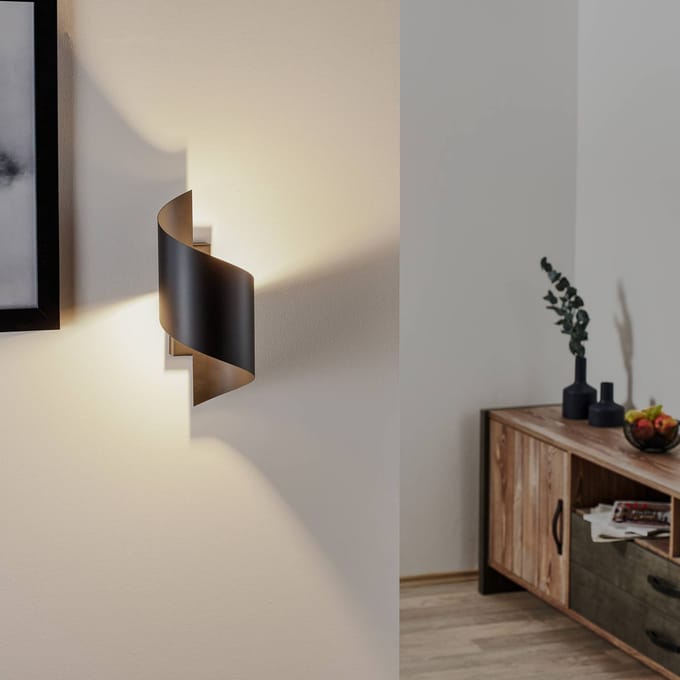 EMIBIG LIGHTING Wandlamp Spiner zwart, hoogte 30 cm, staal