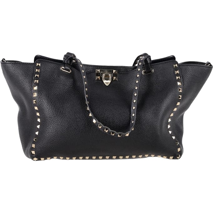 Valentino Medium Rockstud Tote in Zwart Kalfsleer