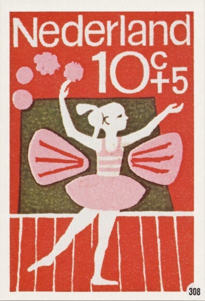 Briefkaart met afbeelding Meisje danst ballet postzegel