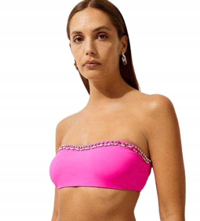 Karen Millen - Bikinitopje - Roze - XS - Gedecoreerd