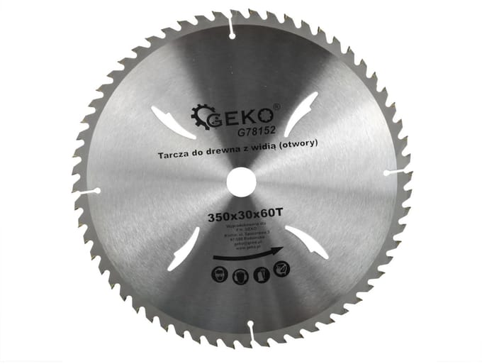 GEKO Cirkelzaagblad - Houtbewerking - Koelgaten - 350 mm - 60 Tanden