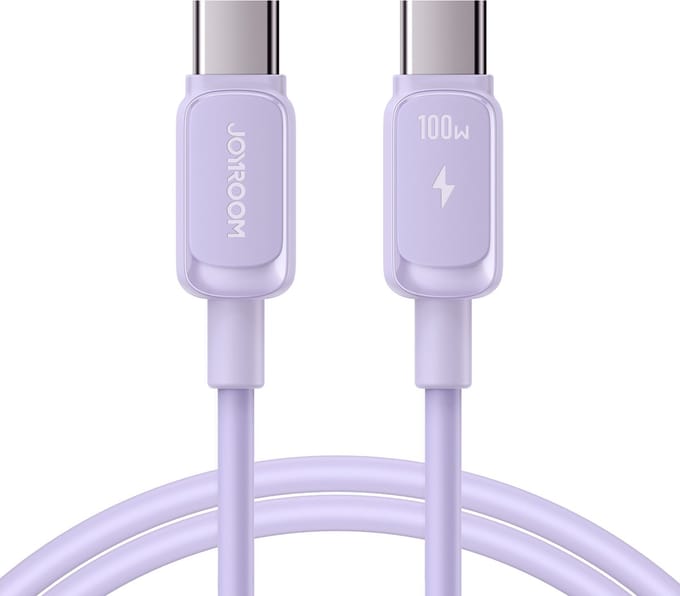 Joyroom - USB C naar USB C Kabel - 100W - 1.2 Meter - Snellader - Paars