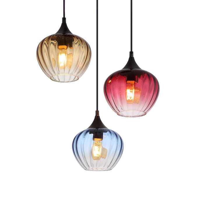 Globo Hanglamp Sander, Ø 45 cm, bont, glas, 3-lamps.