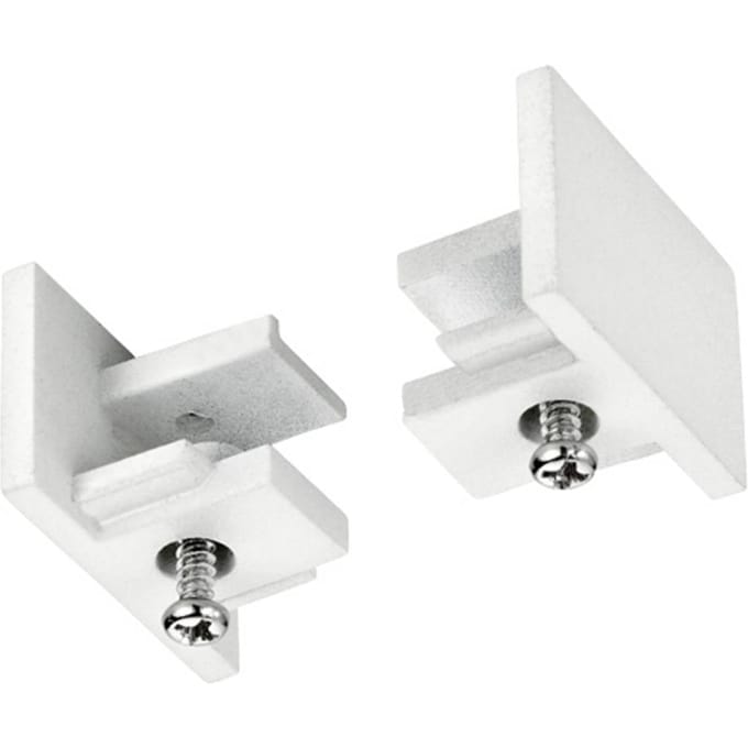 Spanningsrail Eindkap - 2 Stuks - DUOLINE - 2 Fase - Mat Wit