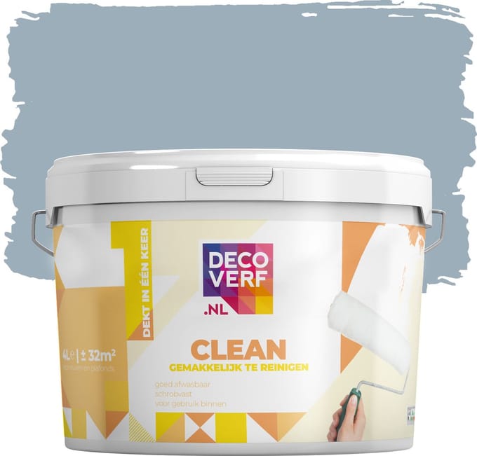Decoverf clean muurverf poederblauw, 4L