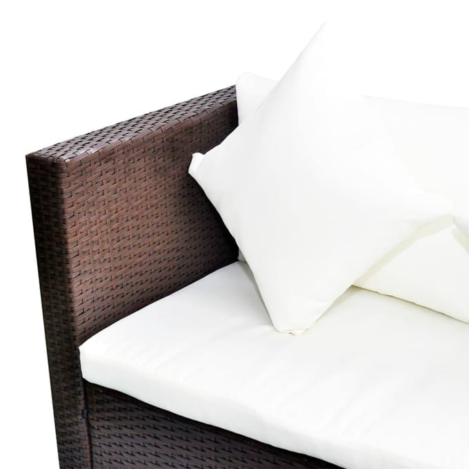 vidaXL - 4-delige - Loungeset - met - kussens - poly - rattan - bruin
