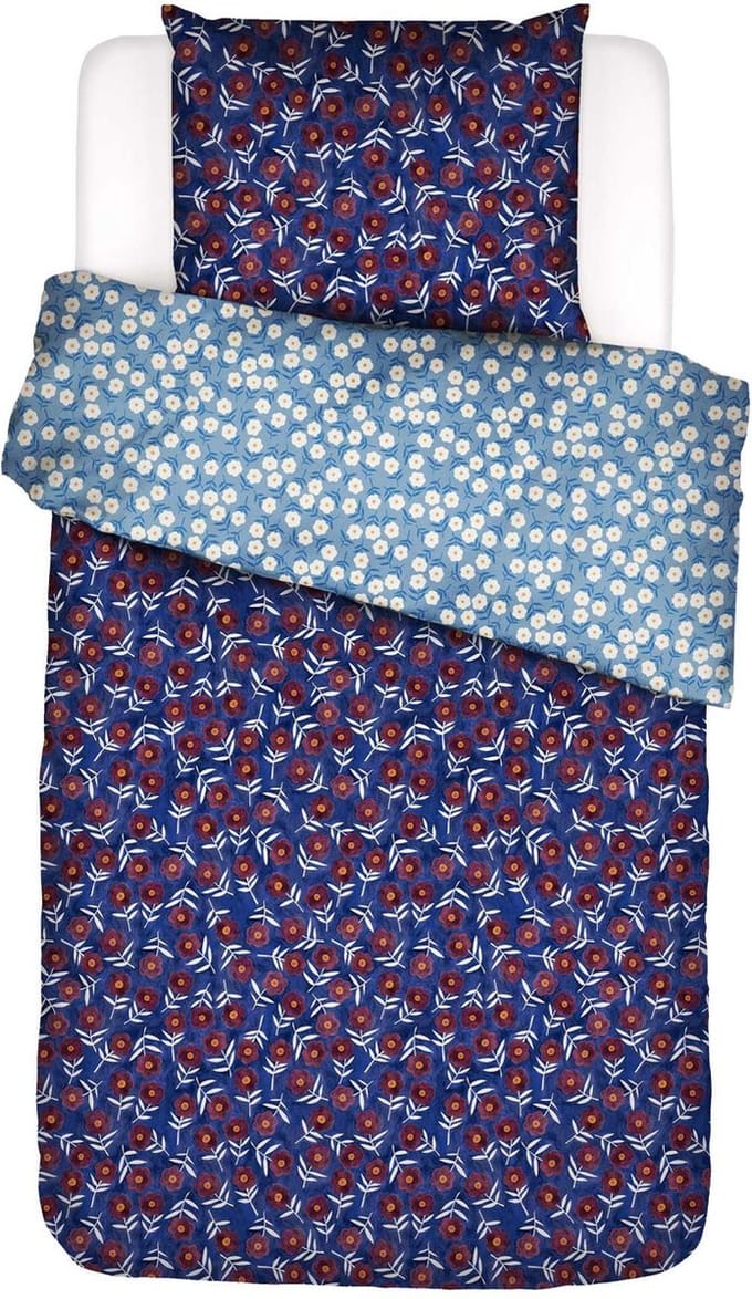 Essenza Blooming Ballet Dekbedovertrek Biologisch Katoenperkal marine blue - Eenpersoons – 140x200/220 cm