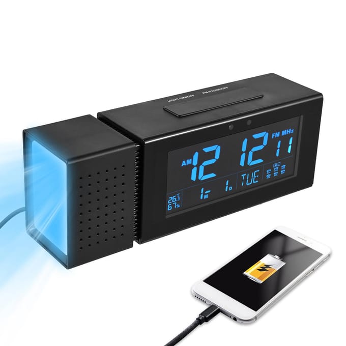 Multifunctionele digitale wekker Desktop elektronische klok LCD-scherm 7 achtergrondverlichtingskleuren zwart