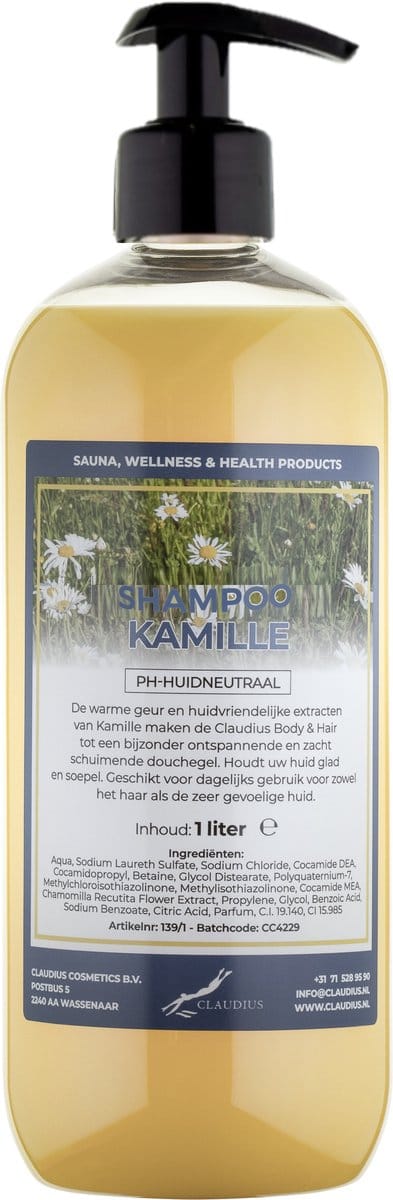 Shampoo Kamille - 1 liter (transparant) met pomp - Haarverzorging