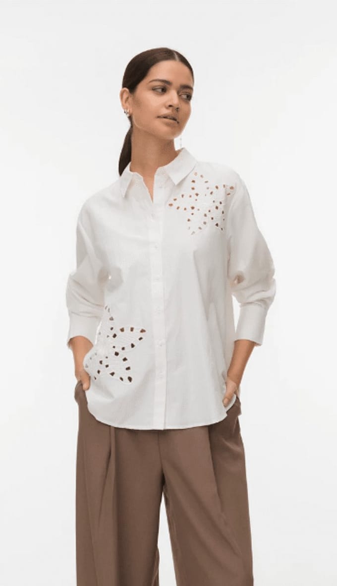 VERO MODA - VMJIRINA LS EMB. SHIRT WVN BTQ - Dames - Blouses