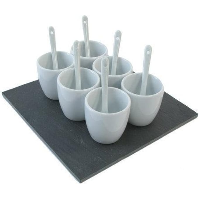 Amuse kopjes met bord - 13-delig - Wit