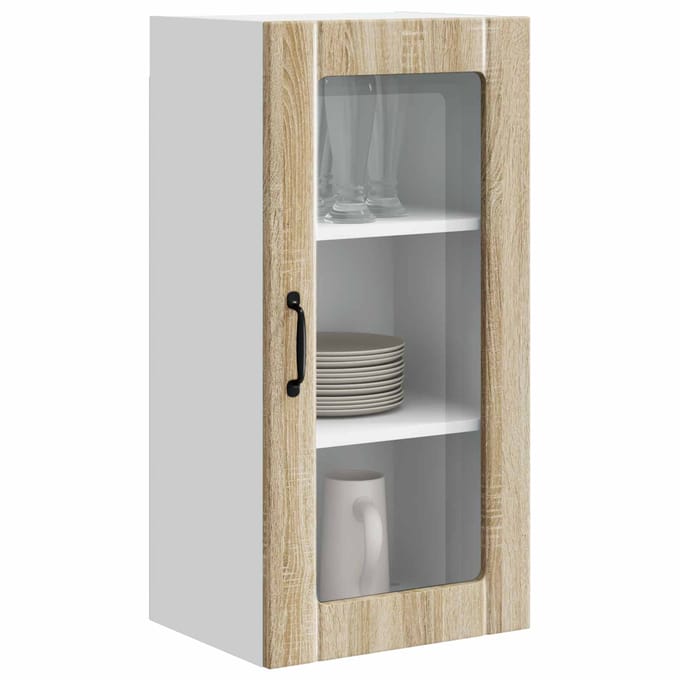 vidaXL - Wandglas - Kasten - PORTO - 2 - st - Sonoma - Eiken - 40 - x - 31 - x - 80 - cm