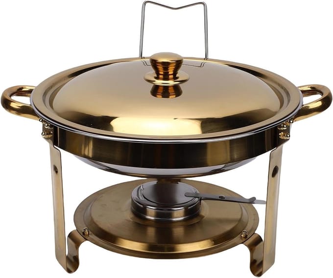 Buffet Warmhoudset - Chafing Dish - Feesten Serveren - Efficiënte Stoomverwarming - 335 cm Diameter - Goud