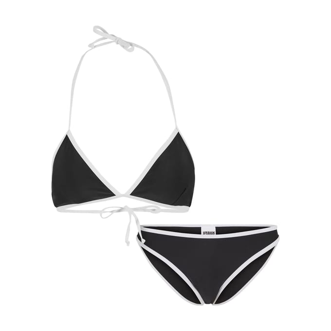Urban Classics Retro Triangelbikini Bikini Set zwart-wit S Polyester -