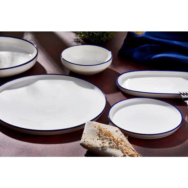 Rinart Dinerbord - Blue Edge - Porselein - 25 cm - set van 6