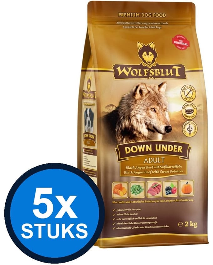 5x Wolfsblut - Adult Down Under - Hondenvoer Droogvoer - 2 kg