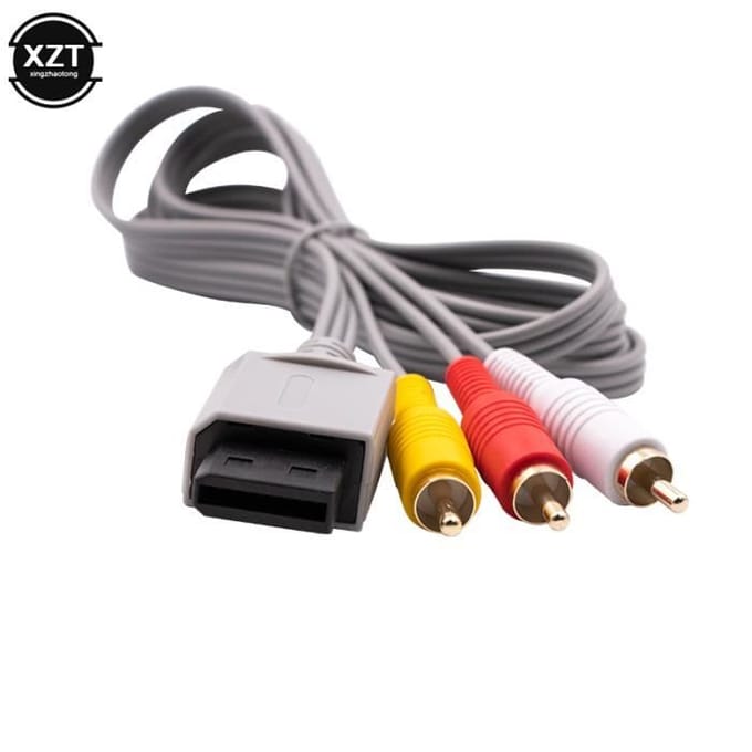 1.8m 3 Câbles RCA pour Nintendo Wii Console de contrôleur Audio Vidéo Câble AV Composite 480p plaqué Or 3RCA