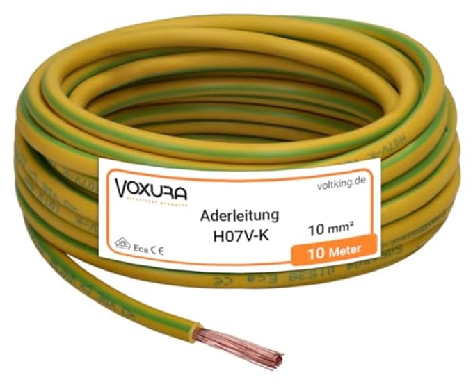 Flexibele bedradingsleiding 10 mm² groen-geel - 10 meter PVC