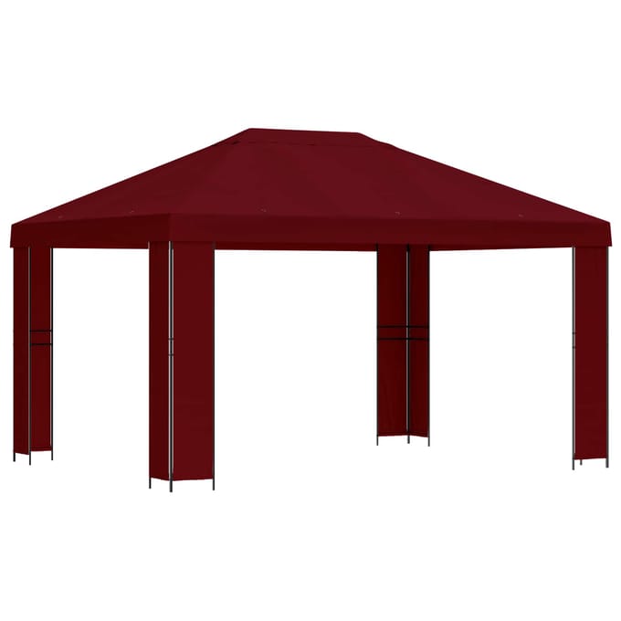 vidaXL - Prieel - 4 - × - 3 - m - Bordeauxrood - Polyester - en - Staal - 190 - gsm