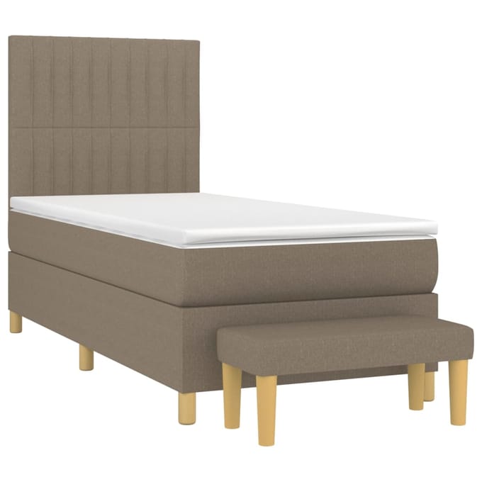 vidaXL - Boxspring - met - matras - stof - taupe - 90x200 - cm