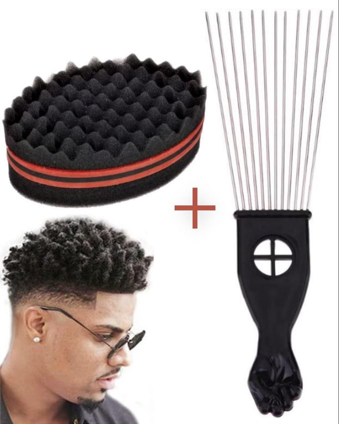 Afro haar verzorging - Afro kam - Haar Spons - Afro Hair Sponge - Afro comb set