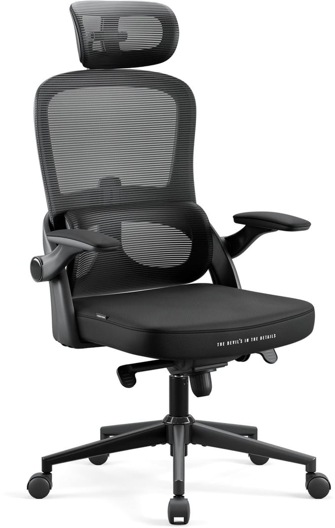 DIABLO CHAIRS - Bureaustoel V-LIGHT - Ergonomische bureaustoel verstelbaar - Zwart