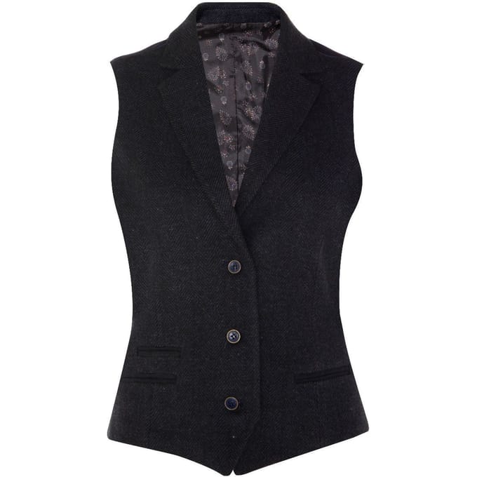 Dames Tweed jaren 1920 visgraat marine gilet