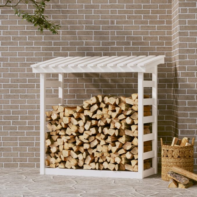 vidaXL - Haardhoutrek - 108x64,5x110 - cm - massief - grenenhout - wit