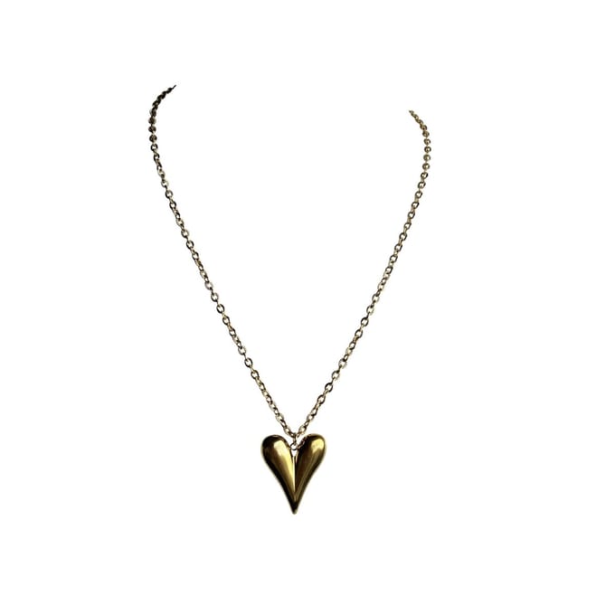 FlowJewels - ketting met hart - stainless steel - goud kleurig