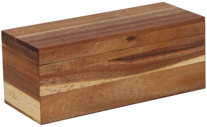 Daily Home theedoos hout 6 vakken bruin met scharnierdeksel.