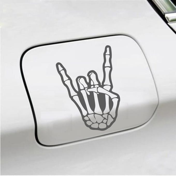 Bumpersticker - Rock N Roll Skelet - 10 X 14,4 - Antraciet