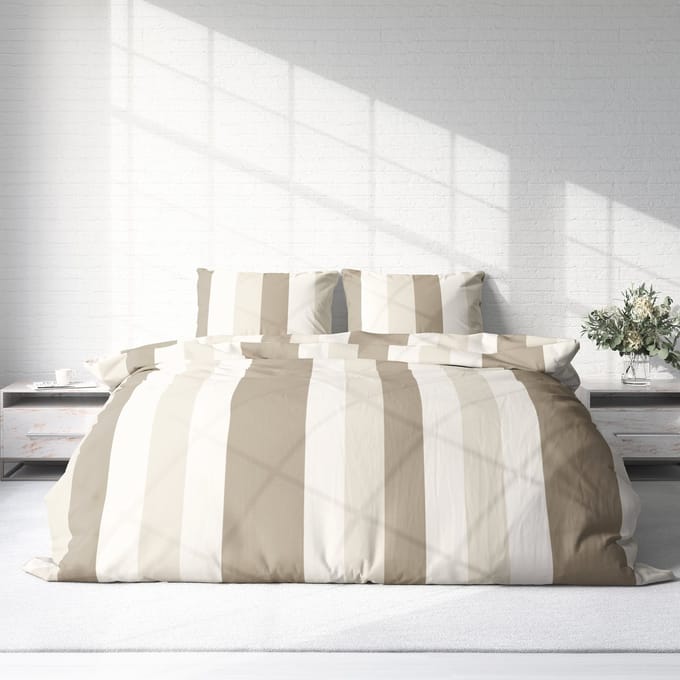 Dekbedovertrek Flanel - Winter - 240 x 220 cm - Lits-Jumeaux - Lines Beige